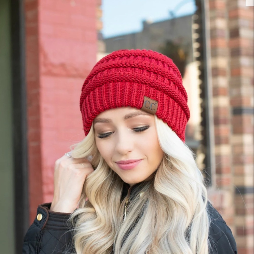 **NWT** C.C Ribbed Knit Beanie - Burgundy